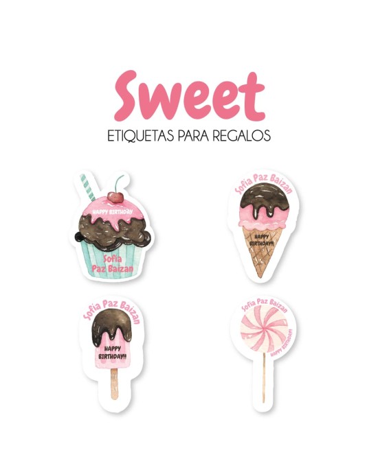 Paquete de etiquetas para Regalo Sweets - Etiquetas Para Regalos