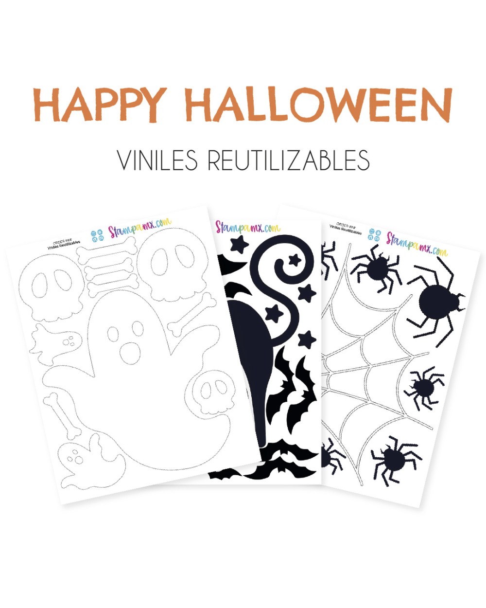 Viniles reutilizables de Halloween Viniles Trick or Treat | Etiquetas Para Halloween