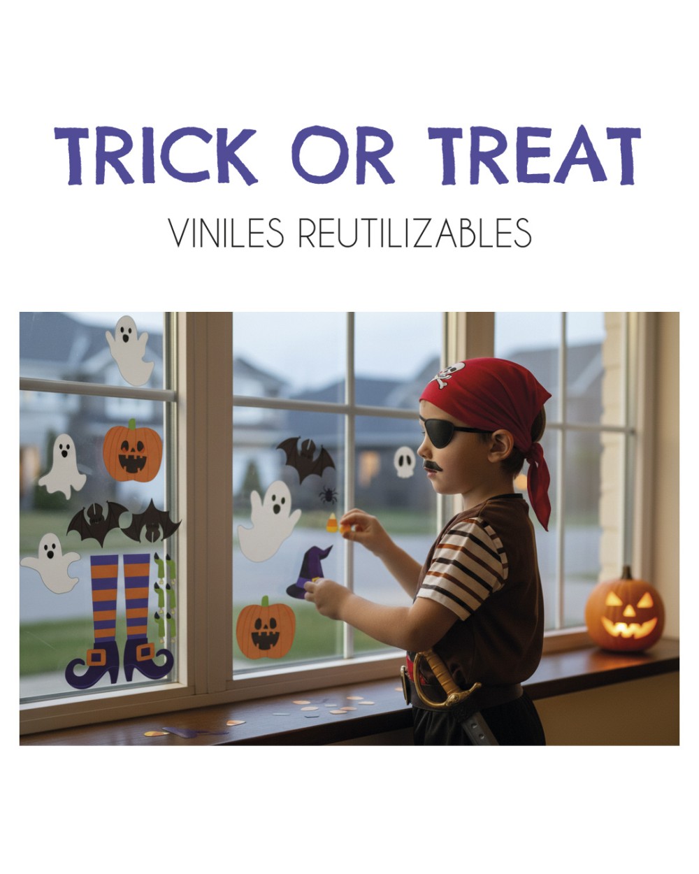 Viniles reutilizables de Halloween Viniles Trick or Treat | Etiquetas Para Halloween