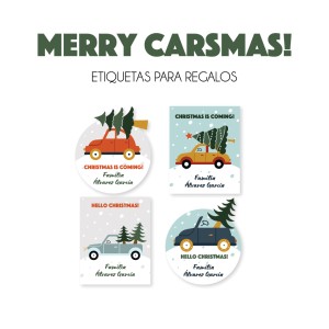 Navidad Etiquetas Merry CarsMas