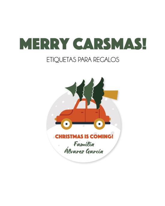 Navidad Etiquetas Merry CarsMas | Etiquetas Regalos Navidad