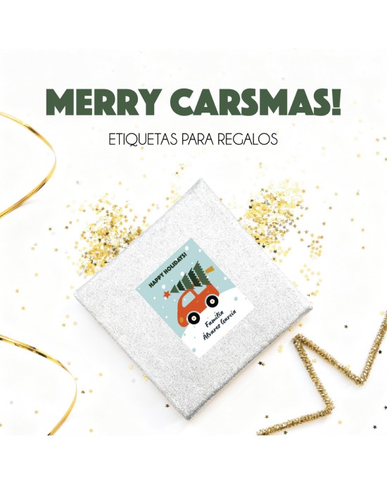 Navidad Etiquetas Merry CarsMas | Etiquetas Regalos Navidad