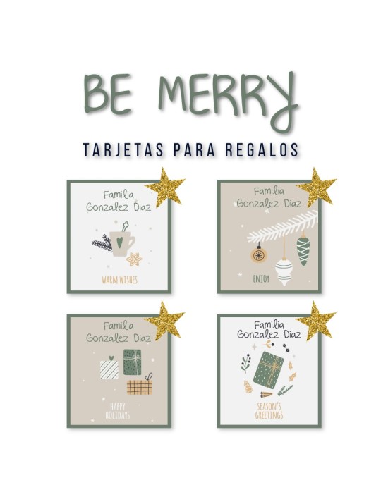 Navidad Tarjetas Be Merry | Tarjetas Regalos Navidad