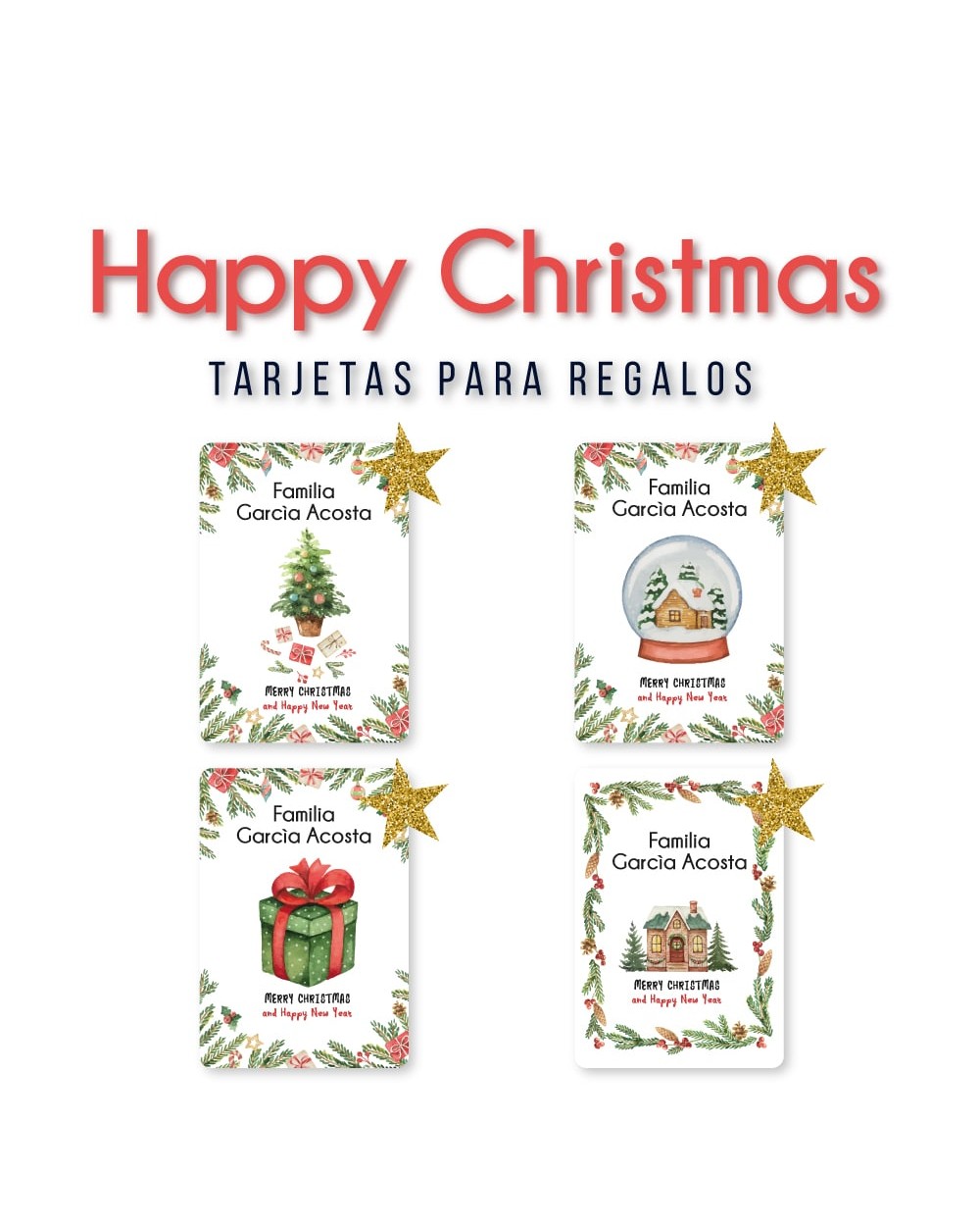 Navidad Tarjetas Happy Christmas | Tarjetas Regalos Navidad