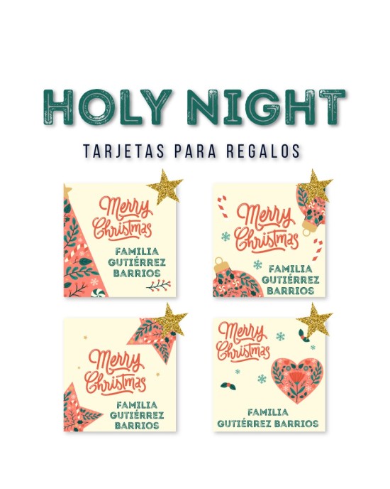 Navidad Tarjetas Holy Night | Tarjetas Regalos Navidad