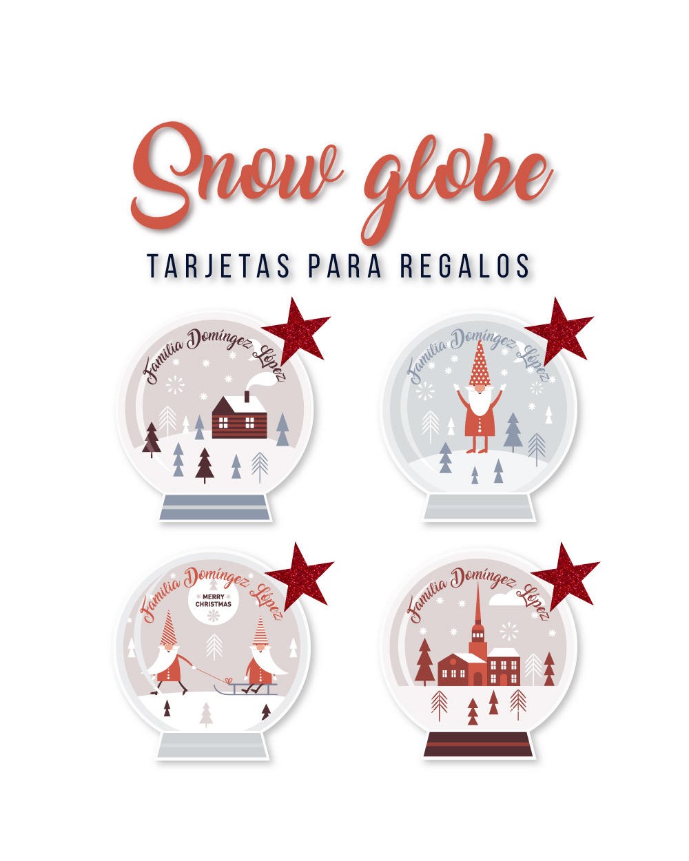 Navidad Tarjetas Snow Globe | Tarjetas Regalos Navidad