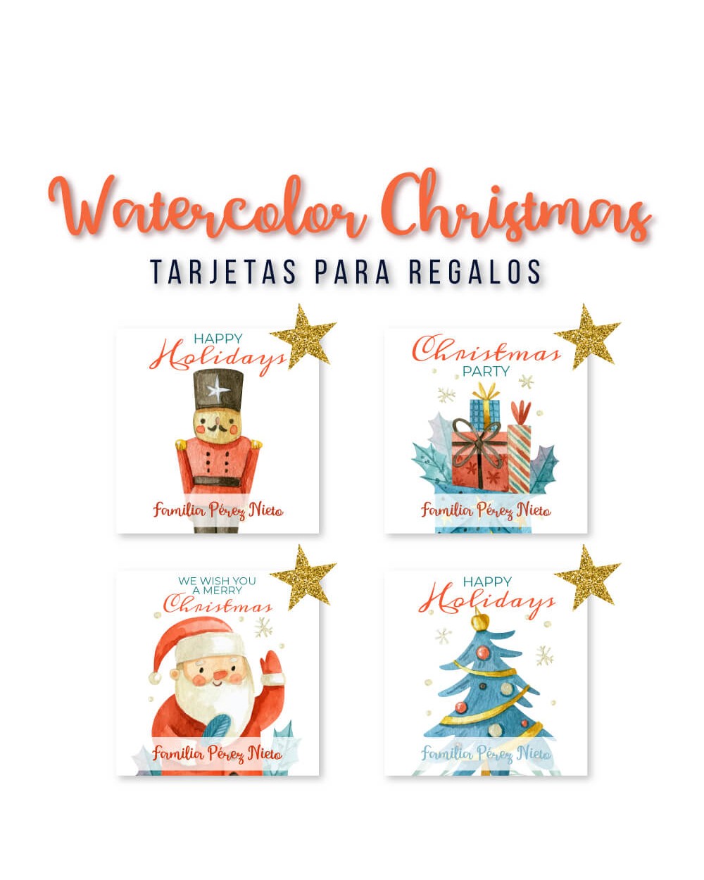 Navidad Tarjetas Watercolor Christmas | Tarjetas Regalos Navidad