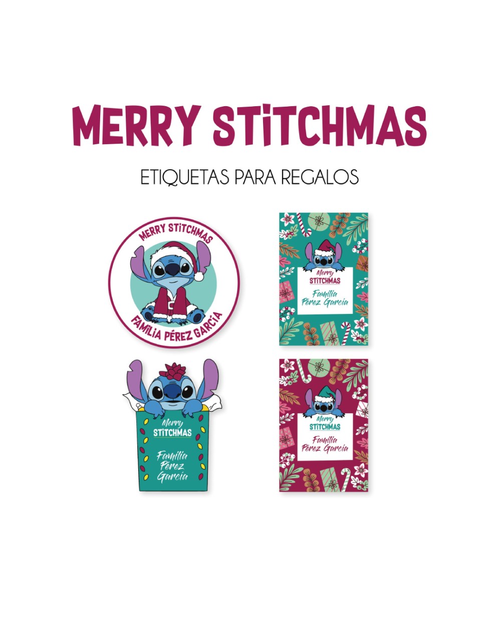Navidad Etiquetas Merry Stitchmas | Etiquetas Regalos Navidad