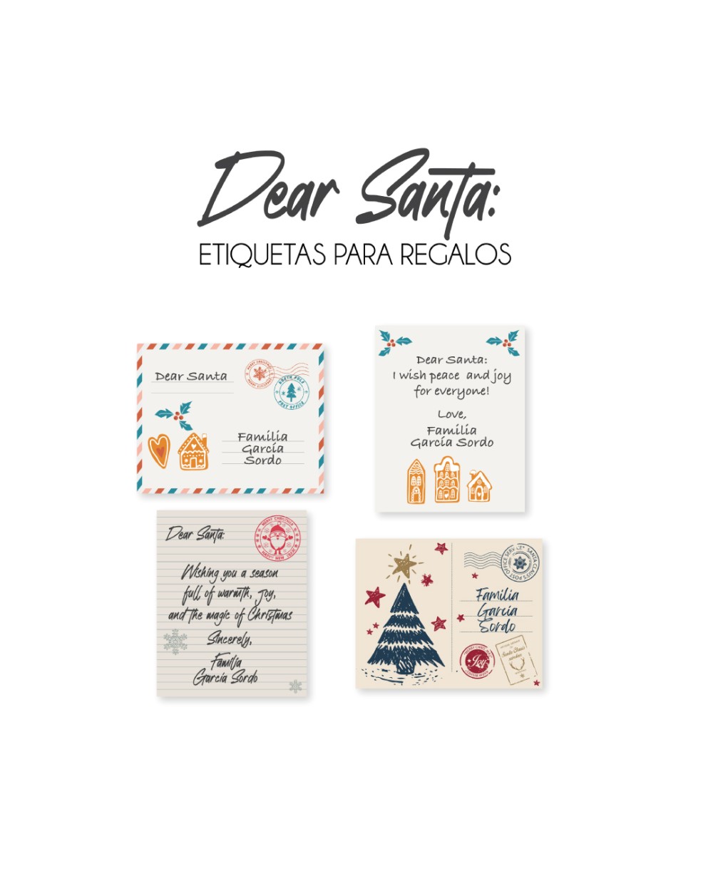 Navidad Etiquetas Dear Santa | Etiquetas Regalos Navidad Navidad Etiquetas Dear Santa | Etiquetas Regalos Navidad