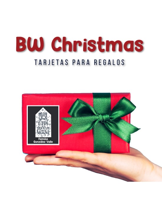 Navidad Etiquetas BW Christmas | Etiquetas Regalos Navidad