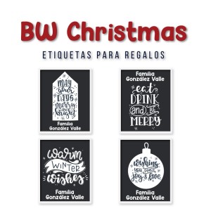 Navidad Etiquetas BW Christmas