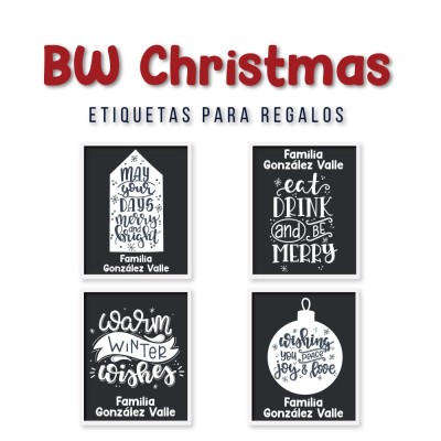 Navidad Etiquetas BW Christmas Navidad Etiquetas BW Christmas