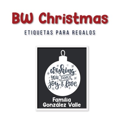 Navidad Etiquetas BW Christmas