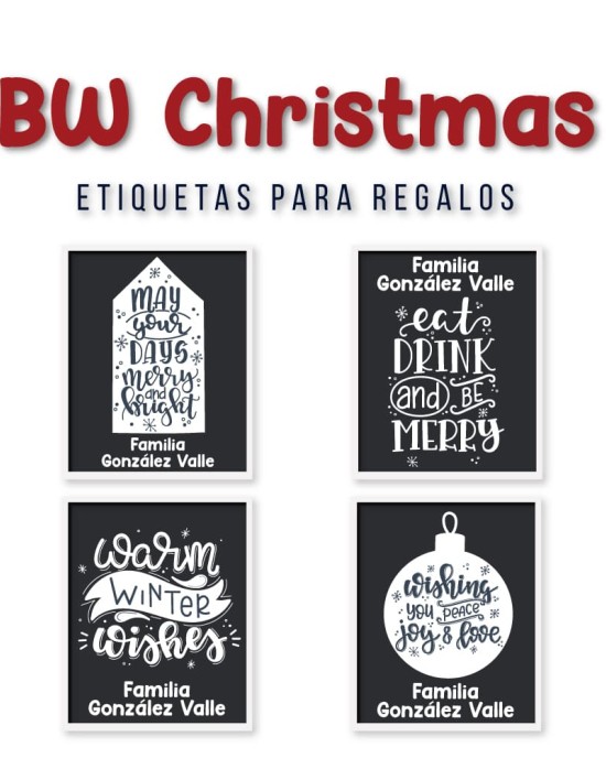 Navidad Etiquetas BW Christmas Navidad Etiquetas BW Christmas