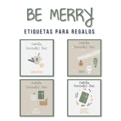 Navidad Etiquetas Be Merry Navidad Etiquetas Be Merry