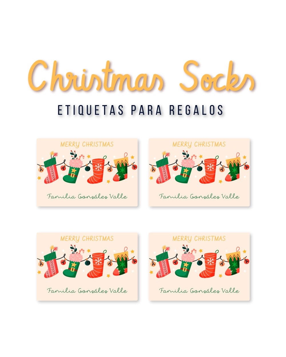 Navidad Etiquetas Christmas Socks | Etiquetas Regalos Navidad