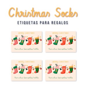 Navidad Etiquetas Christmas Socks
