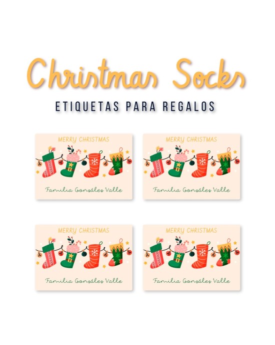 Navidad Etiquetas Christmas Socks | Etiquetas Regalos Navidad