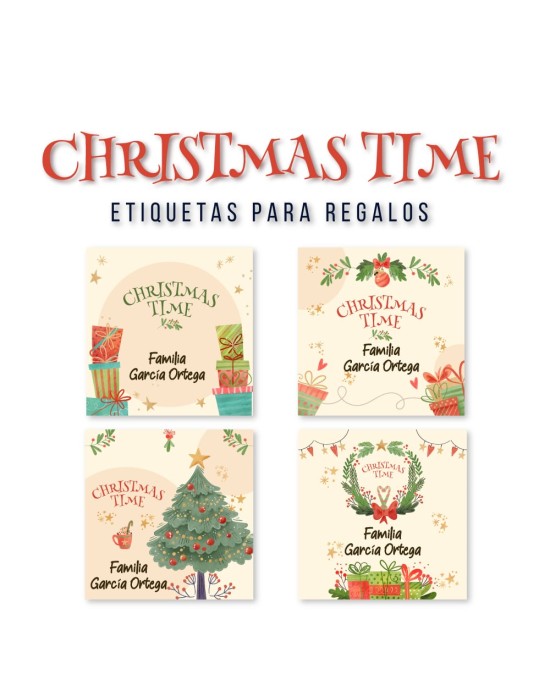 Navidad Etiquetas Christmas Time | Etiquetas Regalos Navidad