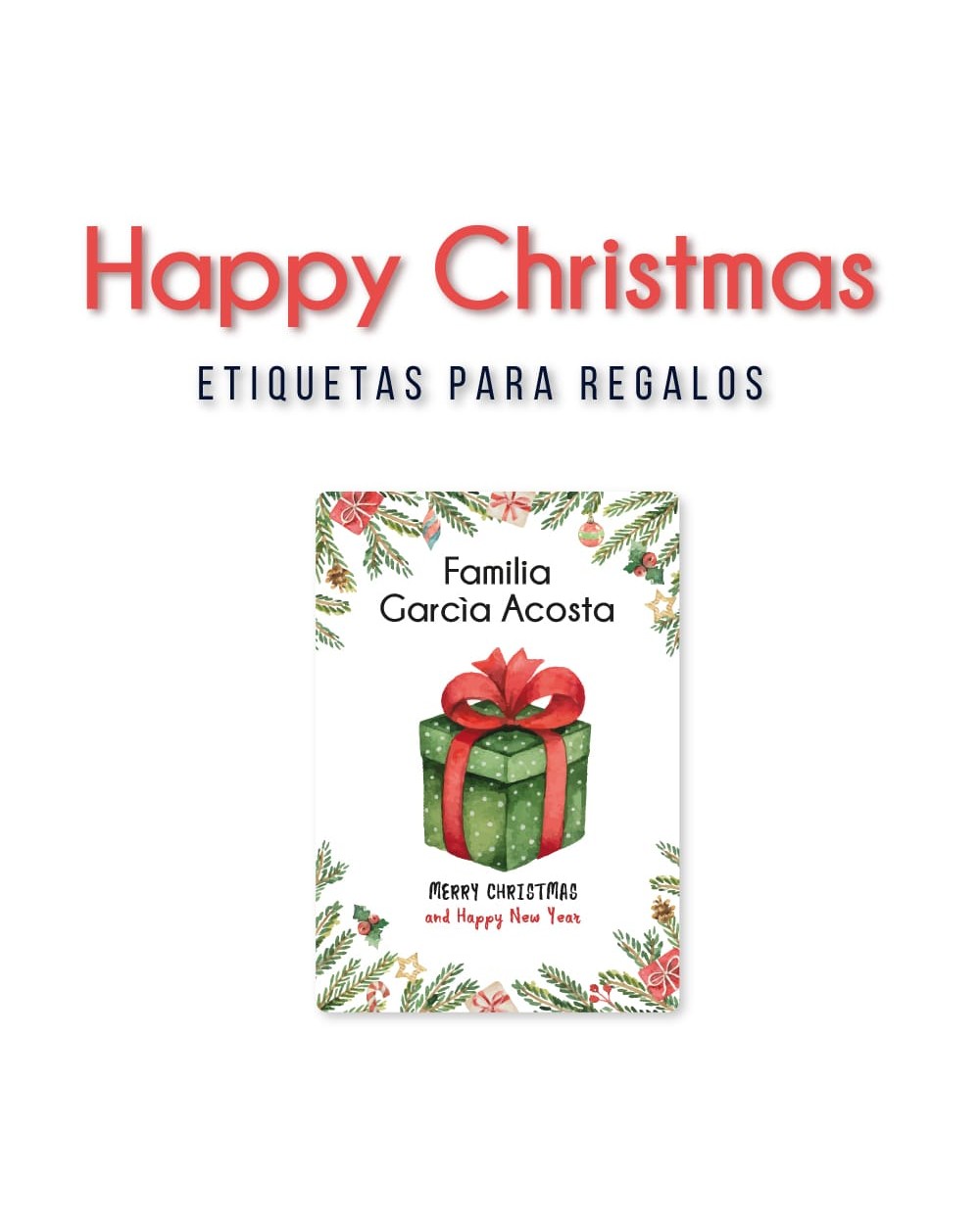 Navidad Etiquetas Happy Christmas | Etiquetas Regalos Navidad