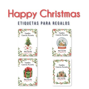 Navidad Etiquetas Happy Christmas