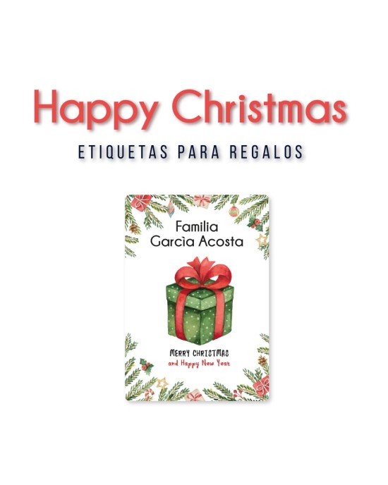 Navidad Etiquetas Happy Christmas | Etiquetas Regalos Navidad