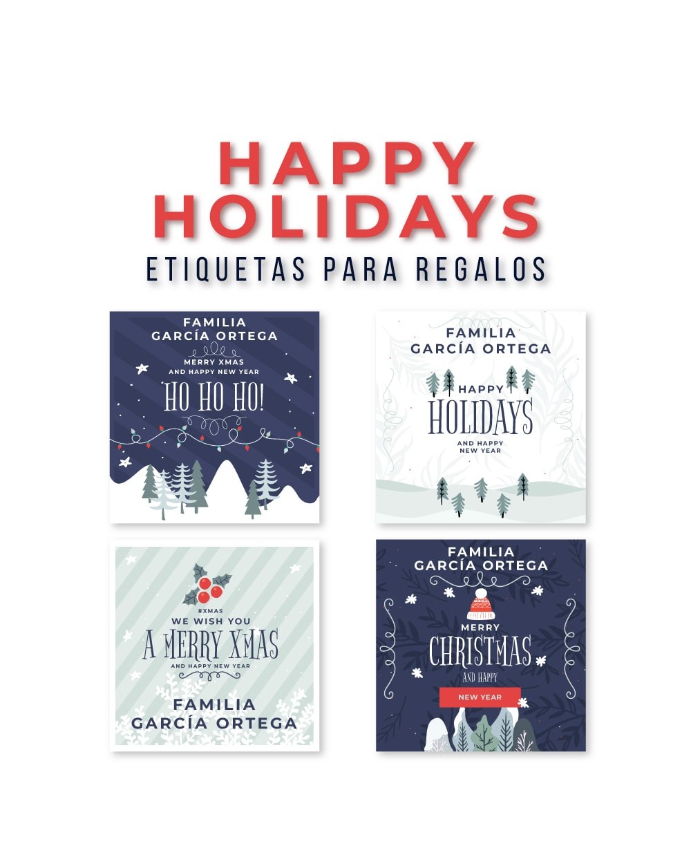 Navidad Etiquetas Happy Holidays | Etiquetas Regalos Navidad Navidad Etiquetas Happy Holidays | Etiquetas Regalos Navidad