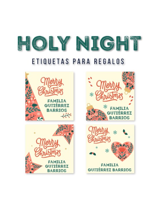 Navidad Etiquetas Holy Night | Etiquetas Regalos Navidad