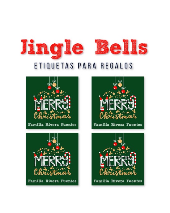 Navidad Etiquetas Jingle Bells | Etiquetas Regalos Navidad