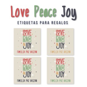 Navidad Etiquetas Love Peace Joy Navidad Etiquetas Love Peace Joy