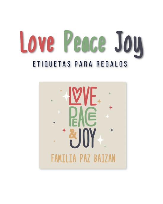 Navidad Etiquetas Love Peace Joy | Etiquetas Regalos Navidad