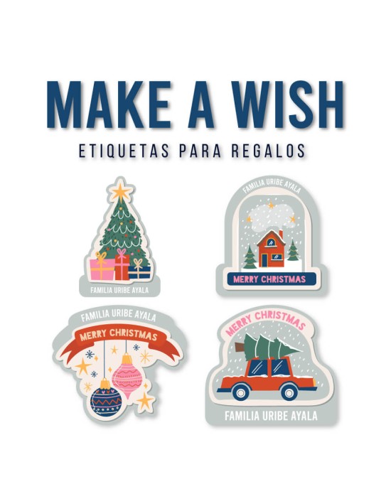 Navidad Etiquetas Make a Wish | Etiquetas Regalos Navidad