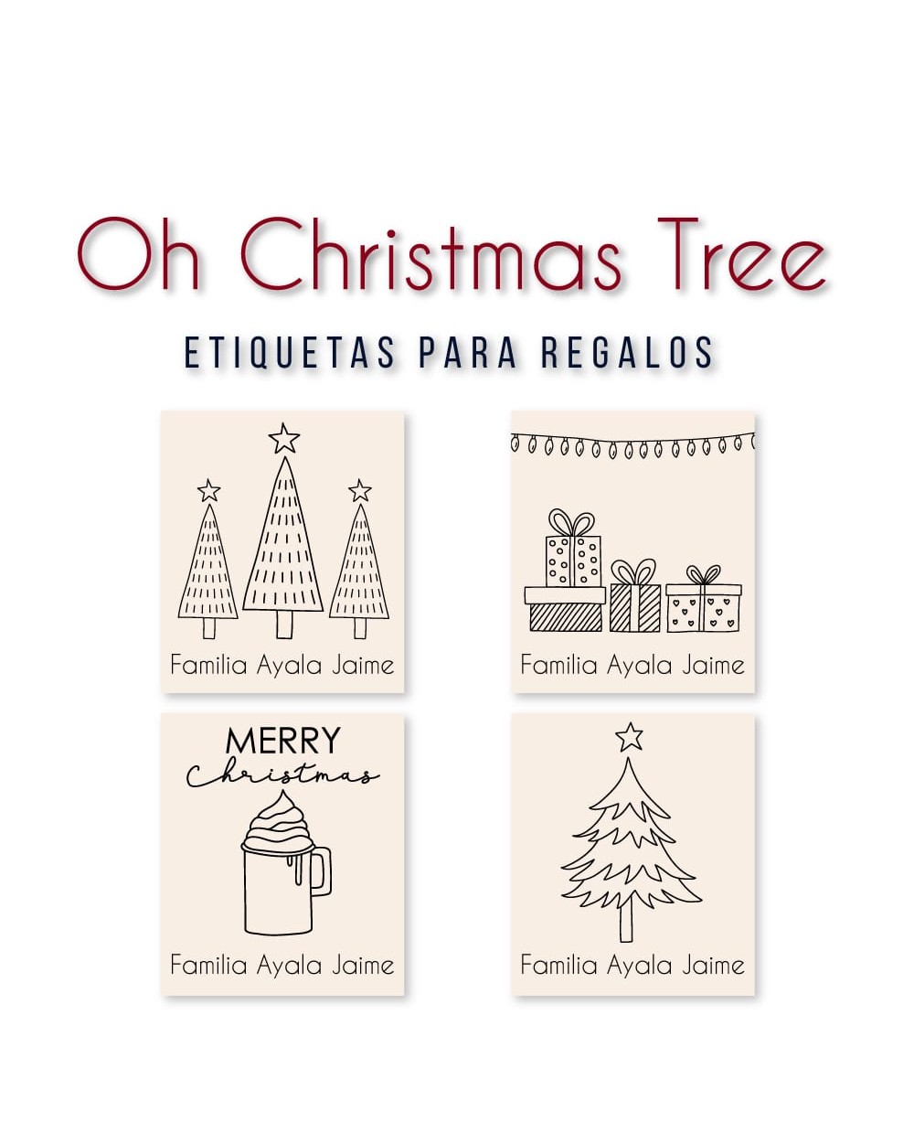 Navidad Etiquetas Oh Christmas Tree | Etiquetas Regalos Navidad