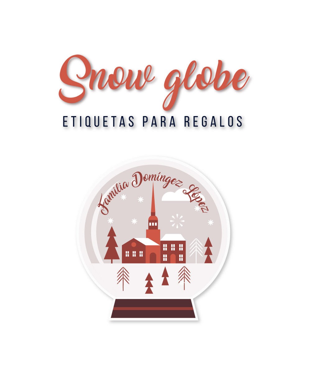 Navidad Etiquetas Snow Globe | Etiquetas Regalos Navidad