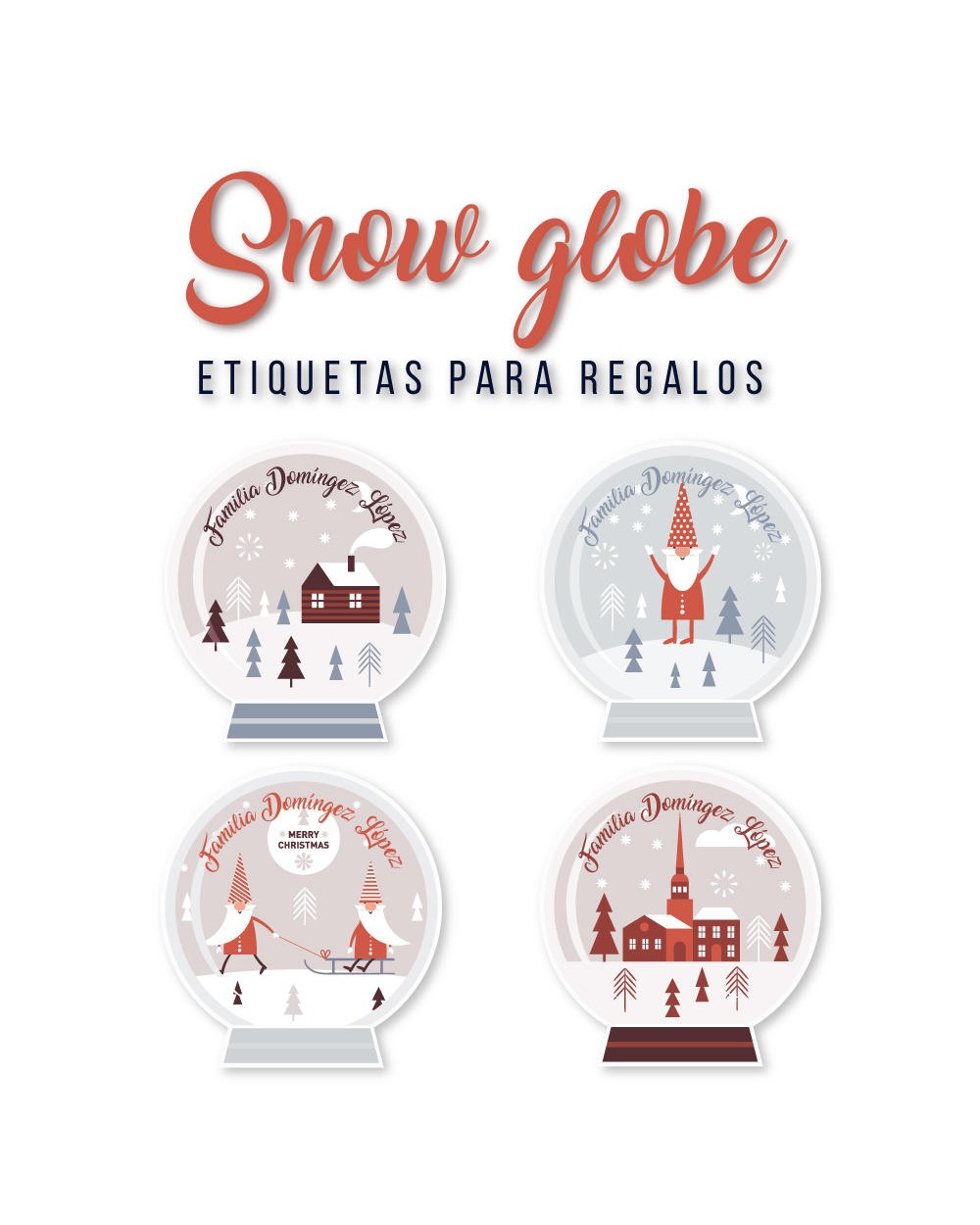 Navidad Etiquetas Snow Globe | Etiquetas Regalos Navidad