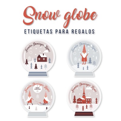 Navidad Etiquetas Snow Globe Navidad Etiquetas Snow Globe