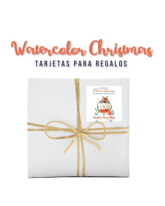 Navidad Etiquetas Watercolor Christmas | Etiquetas Regalos Navidad