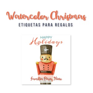 Navidad Etiquetas Watercolor Christmas