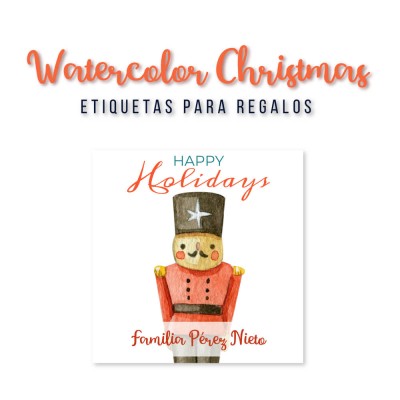 Navidad Etiquetas Watercolor Christmas