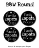 Paquete de etiquetas para Regalo B&W Round - Etiquetas Para Regalos