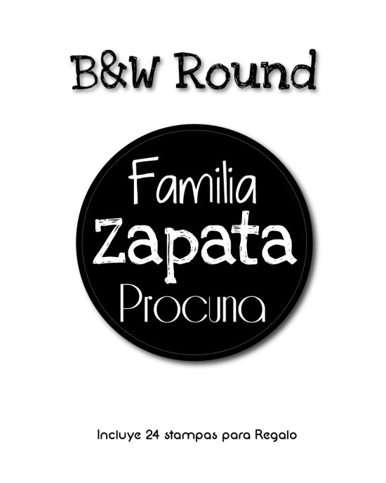 Paquete de etiquetas para Regalo B&W Round - Etiquetas Para Regalos