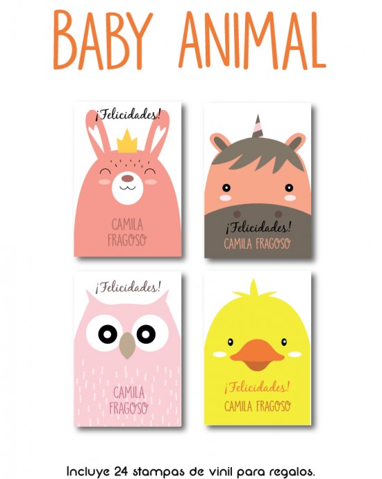 Paquete de etiquetas para Regalo Baby Animal - Etiquetas Para Regalos