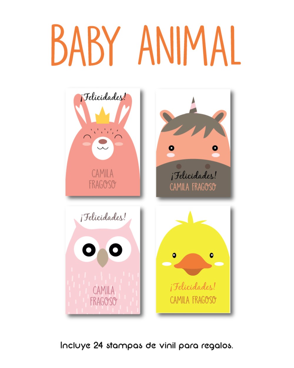 Paquete de etiquetas para Regalo Baby Animal - Etiquetas Para Regalos
