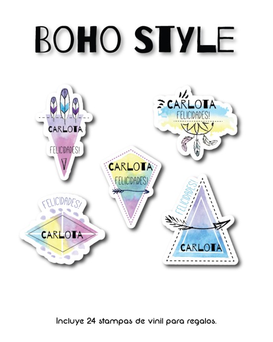 Paquete de etiquetas para Regalo Boho Style - Etiquetas Para Regalos