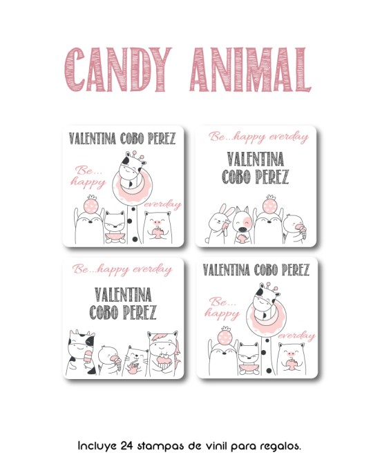 Paquete de etiquetas para Regalo Candy Animal - Etiquetas Para Regalos