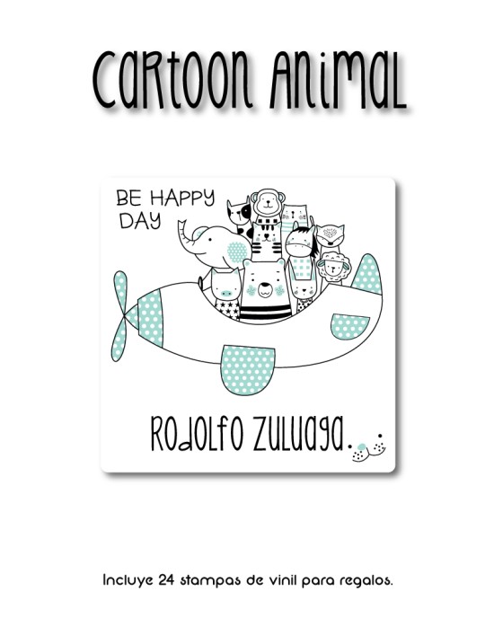 Paquete de etiquetas para Regalo Cartoon Animal - Etiquetas Para Regalos