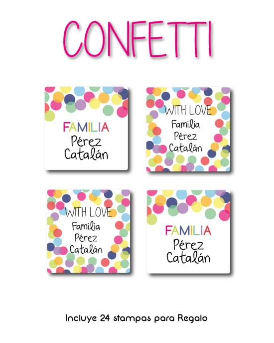 Paquete de etiquetas para Regalo Confetti - Etiquetas Para Regalos