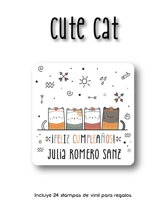 Paquete de etiquetas para Regalo Cute Cat - Etiquetas Para Regalos
