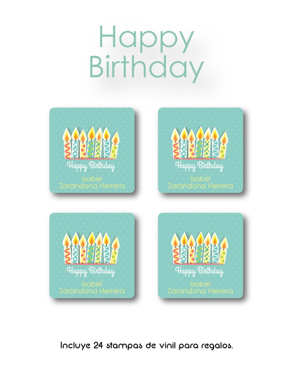 Paquete de etiquetas para Regalo Happy Birthday - Etiquetas Para Regalos