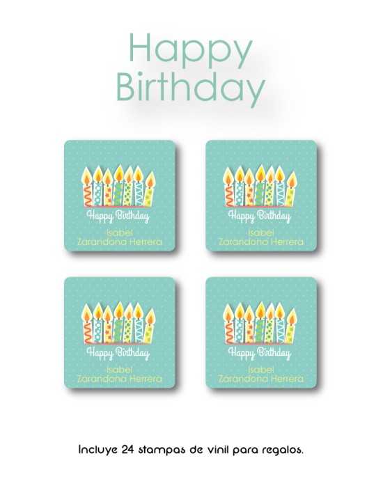 Paquete de etiquetas para Regalo Happy Birthday - Etiquetas Para Regalos